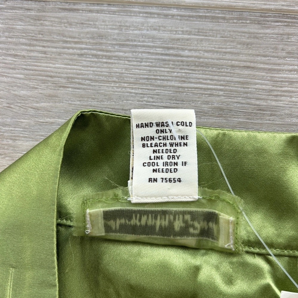 VTG Abercrombie & Fitch Silk Skirt Womens 8 Green Floral Ruffle Wrap Mini Skirt - Picture 6 of 7